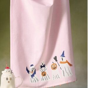 NWT Anthropologie Trick-or-Treat Ghosts Dish Pink Kitchen Towel Anthro